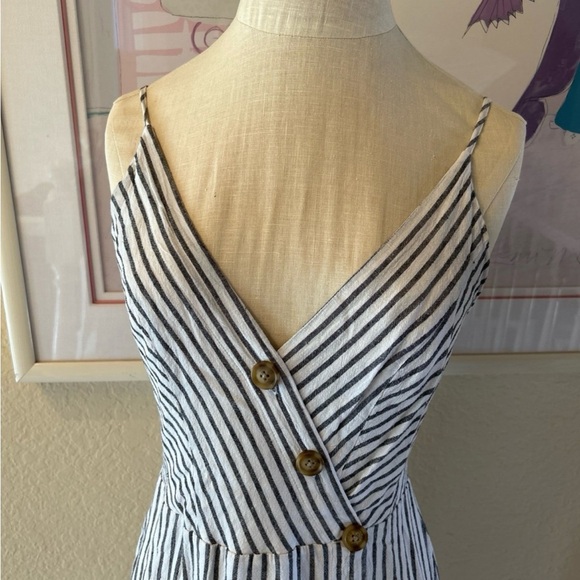 Urban Outfitters Amber Stripped Linen Blend Button Front Midi Dress - Picture 4 of 9